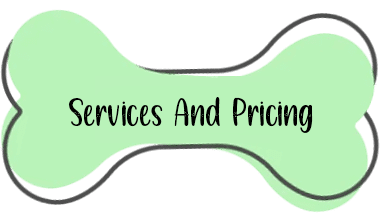 A green banner with the words services and pricing